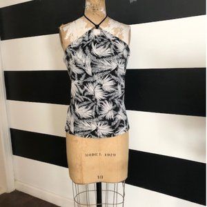 MICHAEL KORS Halter top  Tropical Black &White Print  Size Medium